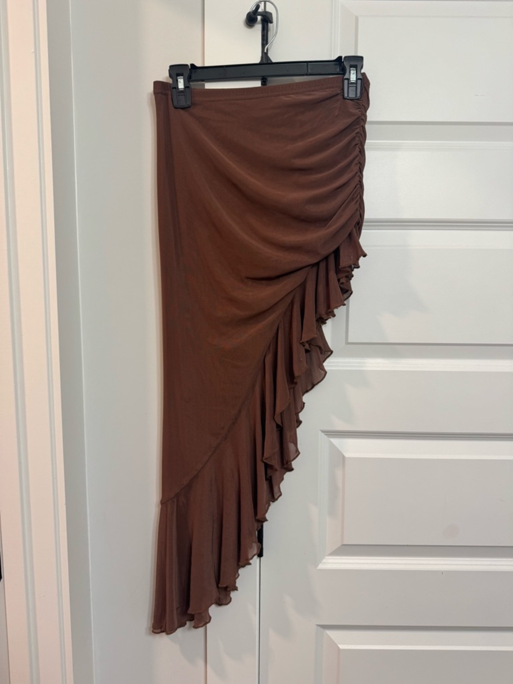 Brown Ruffle Asymmetrical Skirt